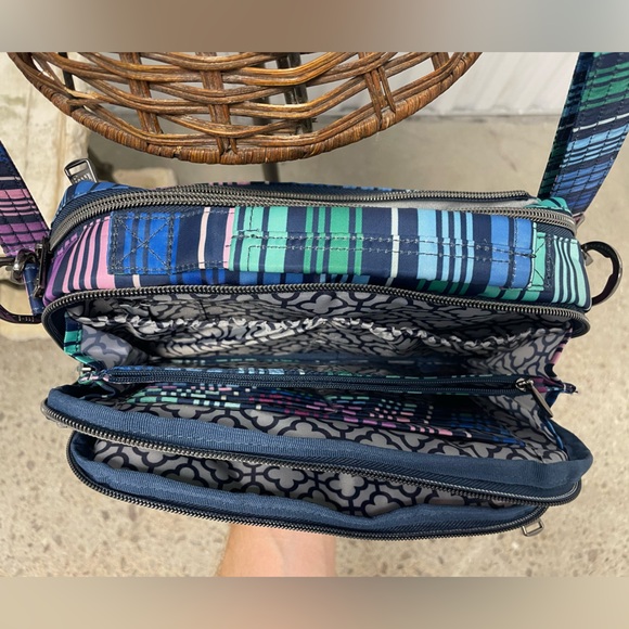 Love Stripe Multi Color Print Lug Medium Top Handle Crossbody Scoop SE - Picture 13 of 16